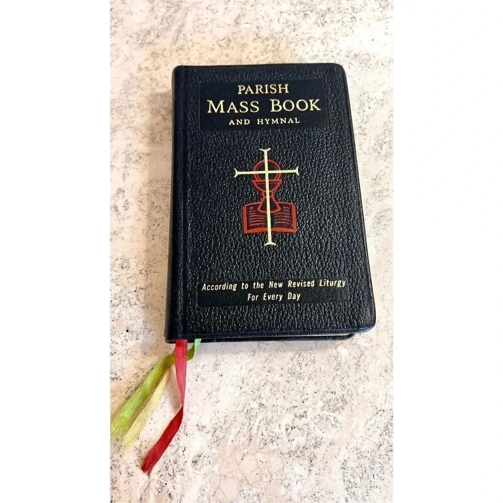 Vintage Black Leather Parish Mass Book and Hymnal Hardcover St Joseph Edition
